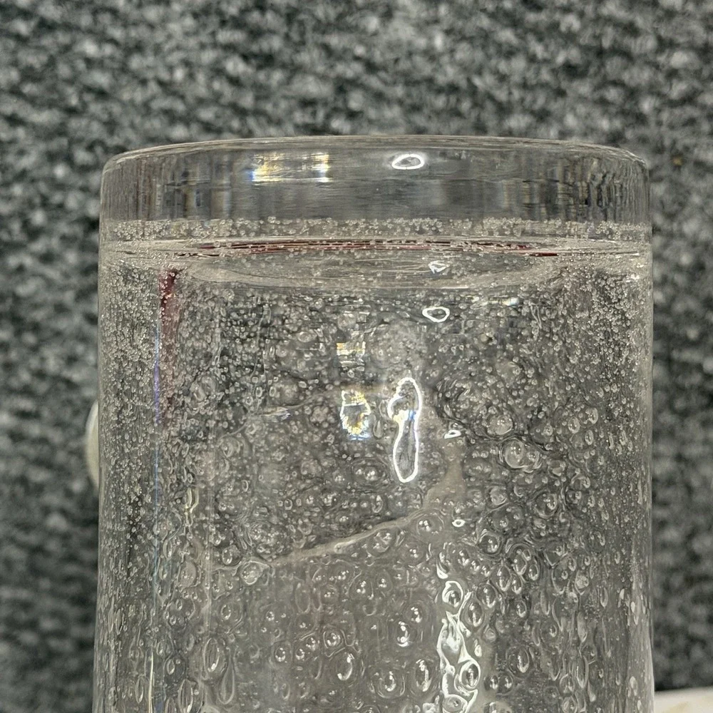 Set of 2 Hand-blown Clear Glass Tumblers w/ Suspended Bubbles  5.5